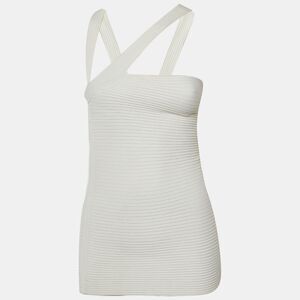 Gucci White Ribbed Knit Halter Neck Top S